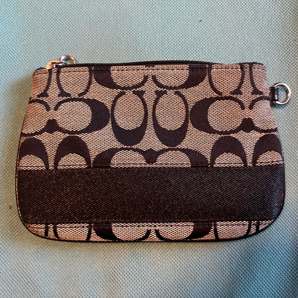 Coach Black and Tan Patterned Wristlet
